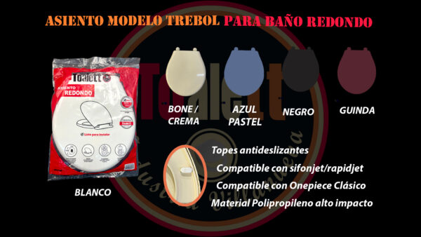 Asiento para inodoro semipesado modelo PREMIUM para baño redondo